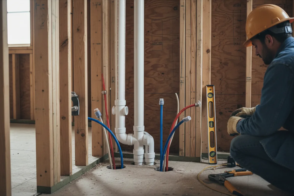 Drain and supply rough-in during Drain Cleaning in East Peoria